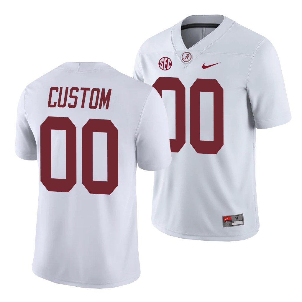 Men's Alabama Crimson Tide Custom #00 White Game NCAA College Football Jersey